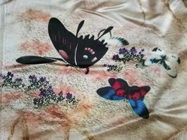 Seide Kaschmir Gemisch beige Schmetterlinge