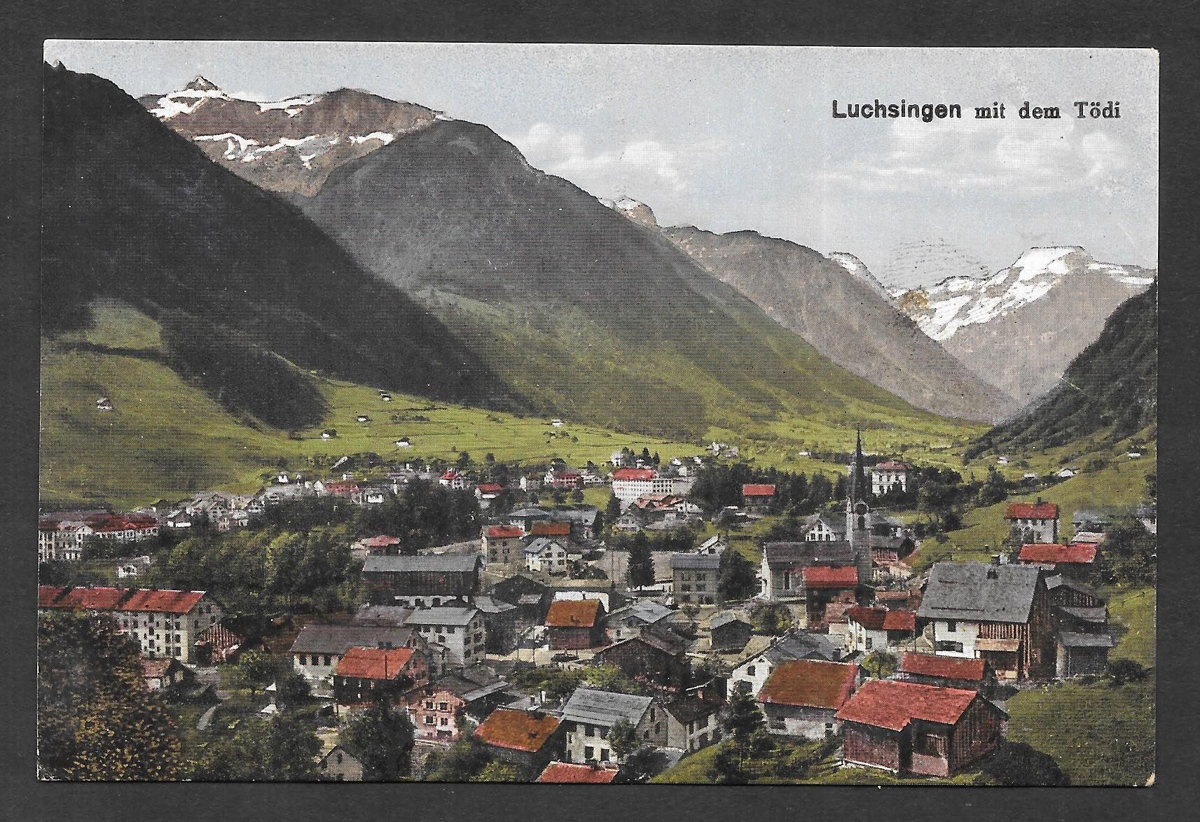 Cartoline postali: Luchsingen Gesamtansicht mit Tödi – Usato da Olten venduto da clotaldi