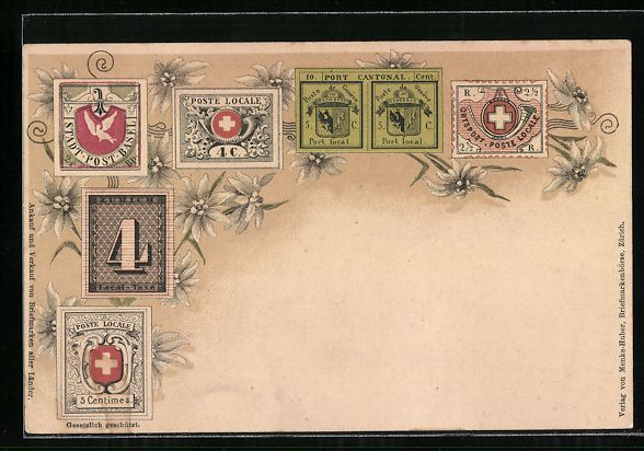 Ansichtskarten: Litho Schweiz, Verschiedene Briefmarken, – Gebraucht aus Berlin von bartko-reher