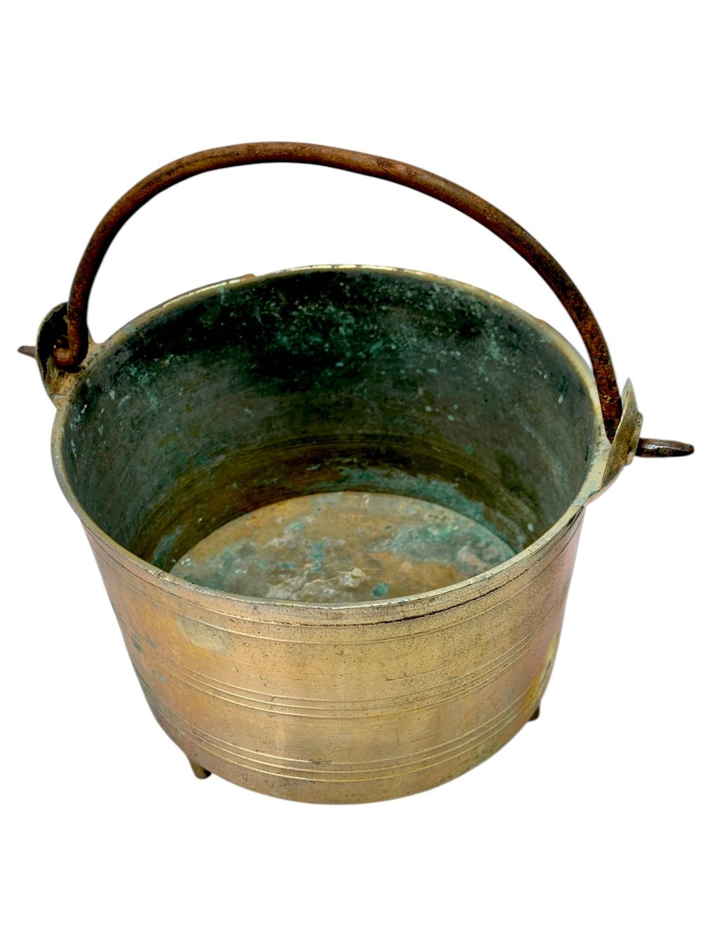 Pentole: Ancienne marmite tripode en bronze avec pieds et anse – Usato da Morges venduto da Auct 6
