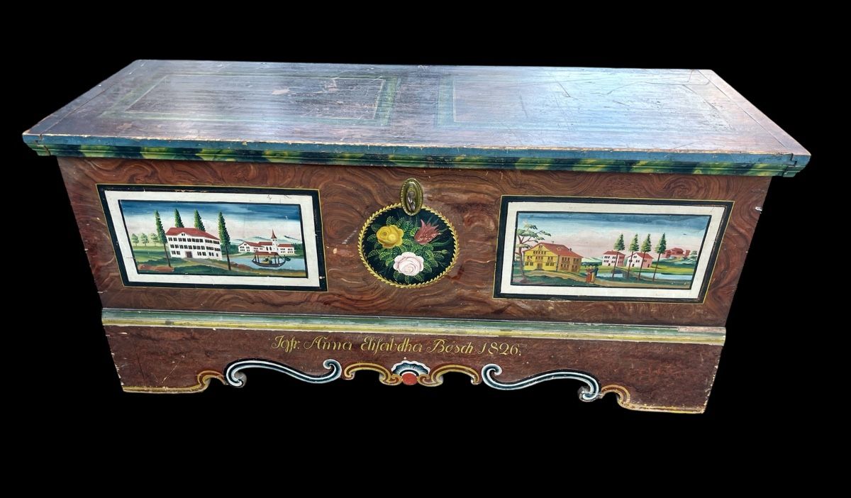 Cassapanche: Museale Toggenburger Truhe aus Ebnat-Kappel – Usato da Ottikon venduto da san_w99n