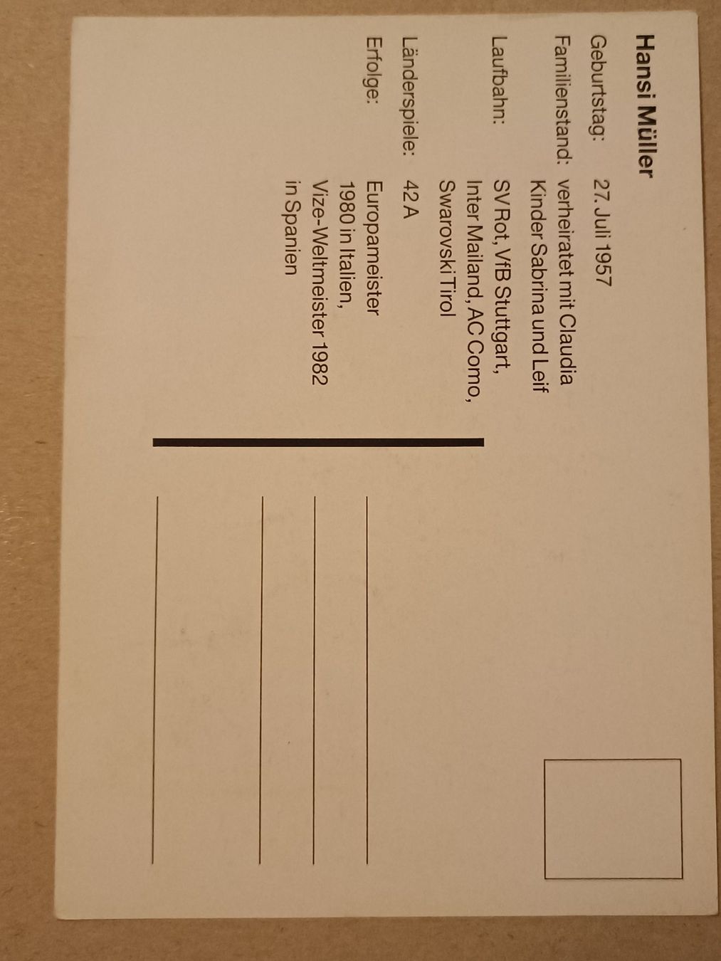 Autografi: Hansi Müller - handsigniert – Usato da Menziken venduto da Artographs 1