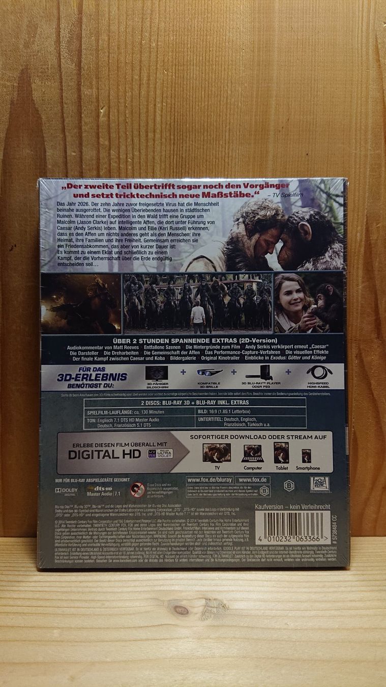 Tutti i DVDs: PLANET DER AFFEN Revolution in 3D und 2D Blu-Ray – Nuovo (secondo la descrizione) da Wilderswil venduto da Exebub 1