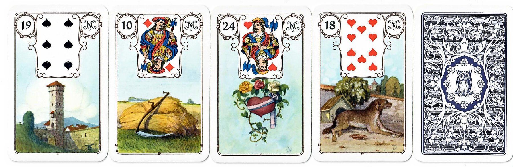 Cartoline: Lenormand: 2 Kartenset J.M.C. & CiroMarchetti, plus 2 Bücher – Usato da Rotkreuz venduto da Radus24 5