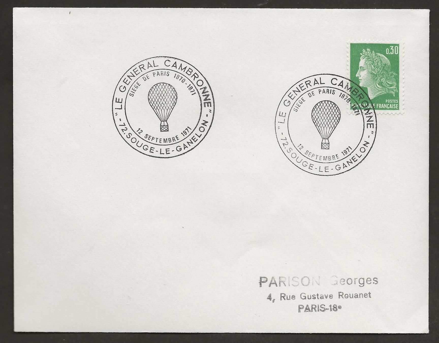 Tutti i francobolli: Ballon 1971 Paris Frankreich Luftpost – Usato da Au ZH venduto da xelagreb01