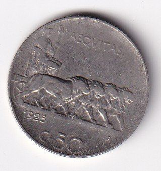 Tutti le monete: Italien 50 centesimi 1925 – Usato da Neuchâtel venduto da karlpierrino