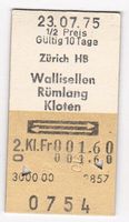 Ticket de train Zurich-Wallisellen-Rümlang-Kloten