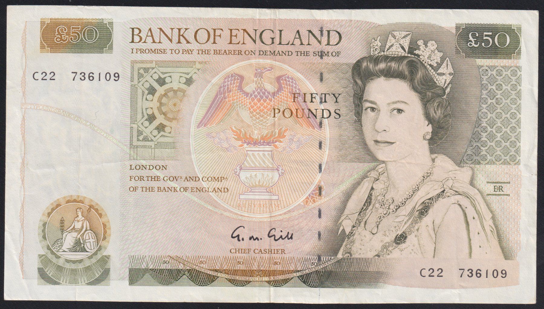 Banconote: England 50 Pounds 1988 – Usato da Brugg AG venduto da banknoten_muesli