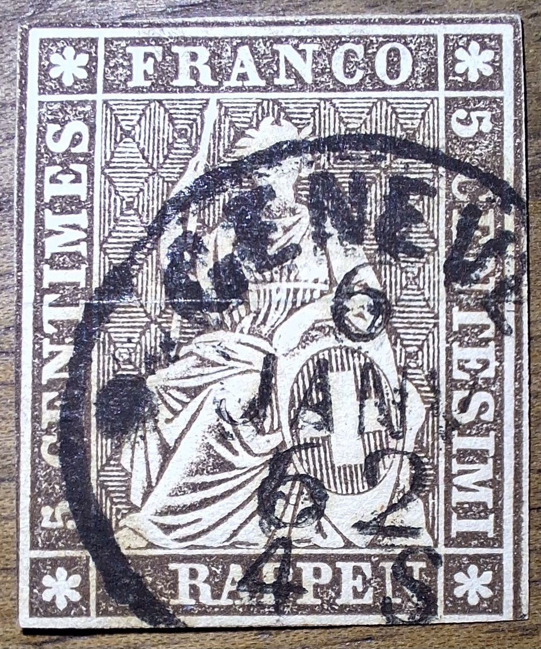 Tutti i francobolli: Strubel 22G Kat. 40.- – Usato da Balgach venduto da SIMEON27