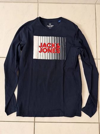 Jack & Jones Shirt langarm mit weissem Druck Grösse 176 (11)
