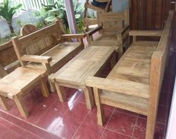 SET 2 mal Bank 1 x Armstuhl 1 x Tisch Teakholz Gartenmöbel