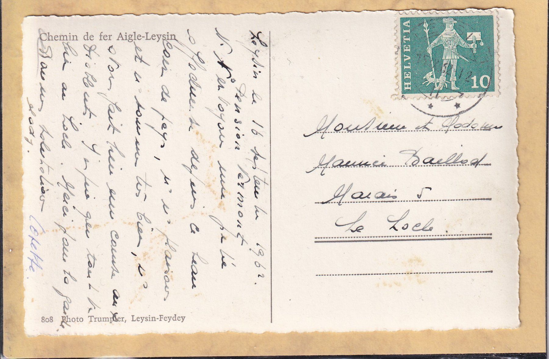 Cartes postales: Chemin de fer - Aigle - Leysin 1962 – D'occasion à Orvin par Pyaeschli 1