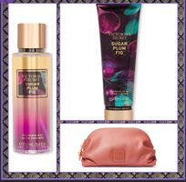 Victorias Secret Set Sugar Plum Fig Lotion + Spray + Tasche