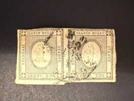 Originale, antike Zeitungsmarke, Franco Bollo, CENT. UNO