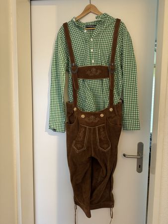 Lederhosen Grösse 50 mit Karohemd Grösse M