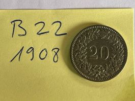 20 Rappen - Schweiz - 1908