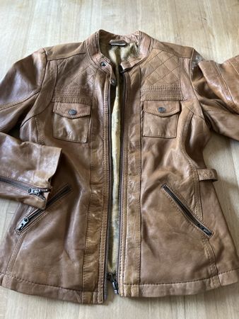 Echte Lederjacke gr.36 Street One tailiert Karamellbrau
