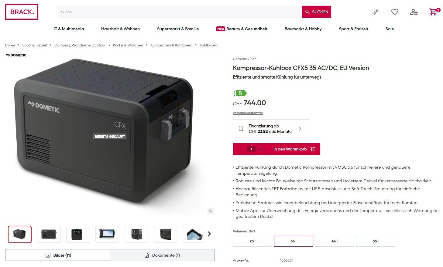 Dometic Réfrigérateurs et refroidissement: Kompressor-Kühlbox CFX5 35 AC/DC, EU Version – D'occasion à Rüschegg Heubach par berner_45 3