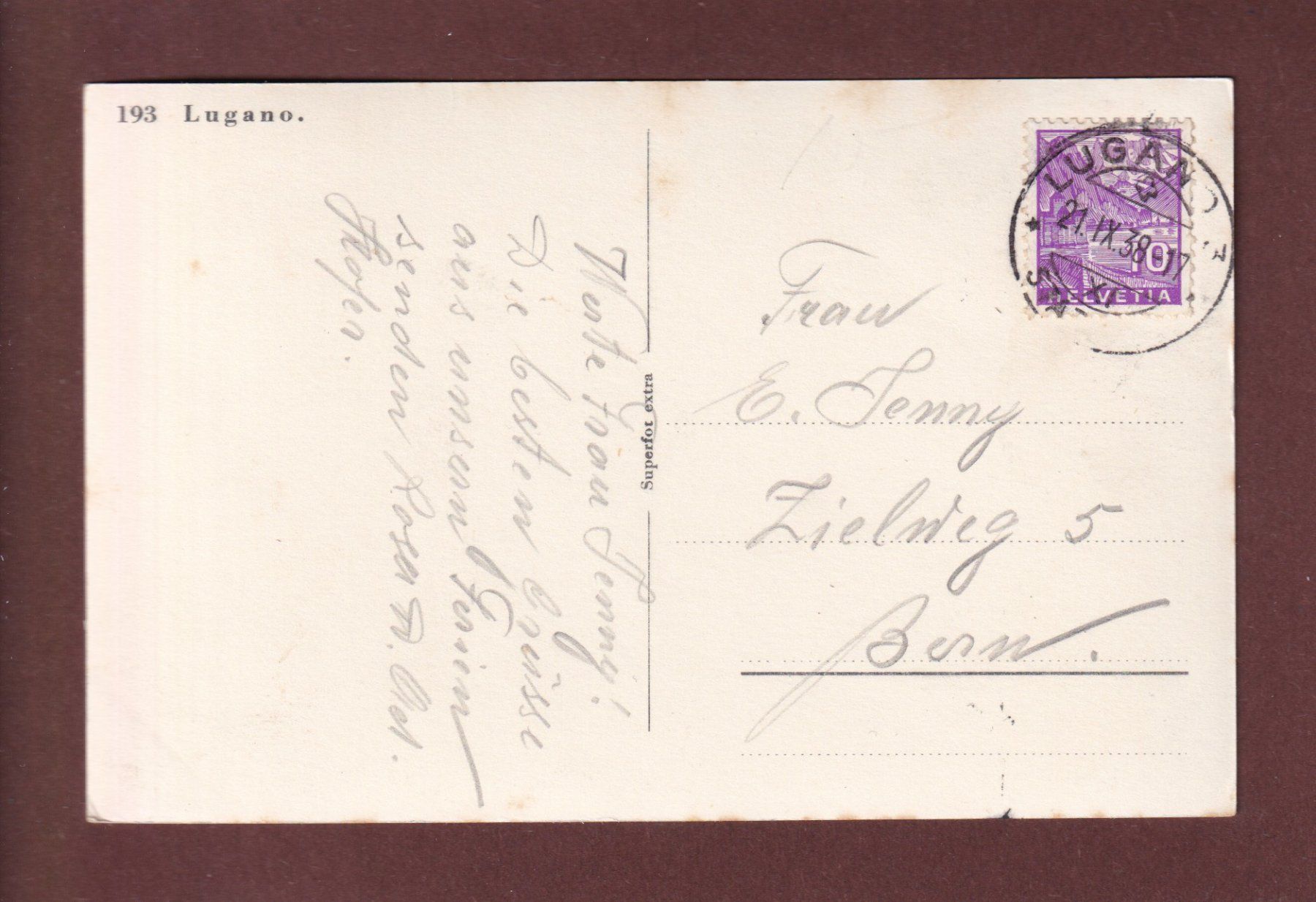 Cartoline postali: LUGANO - 1938 – Usato da Pully venduto da nicecards 1
