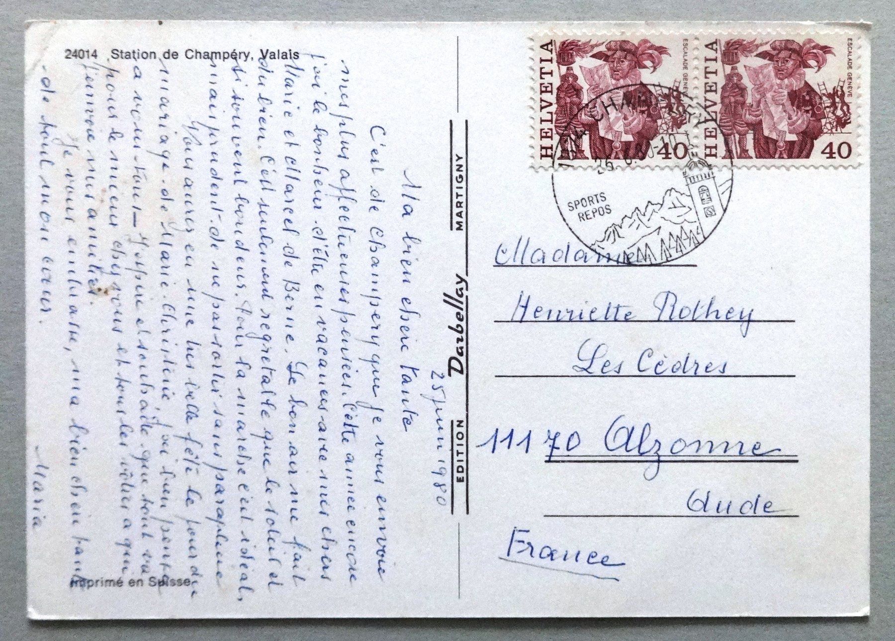 Cartes postales: Champéry – D'occasion à Fétigny par Billy2miny 1