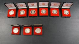 9x Gedenkmünzen/ Fünfliber