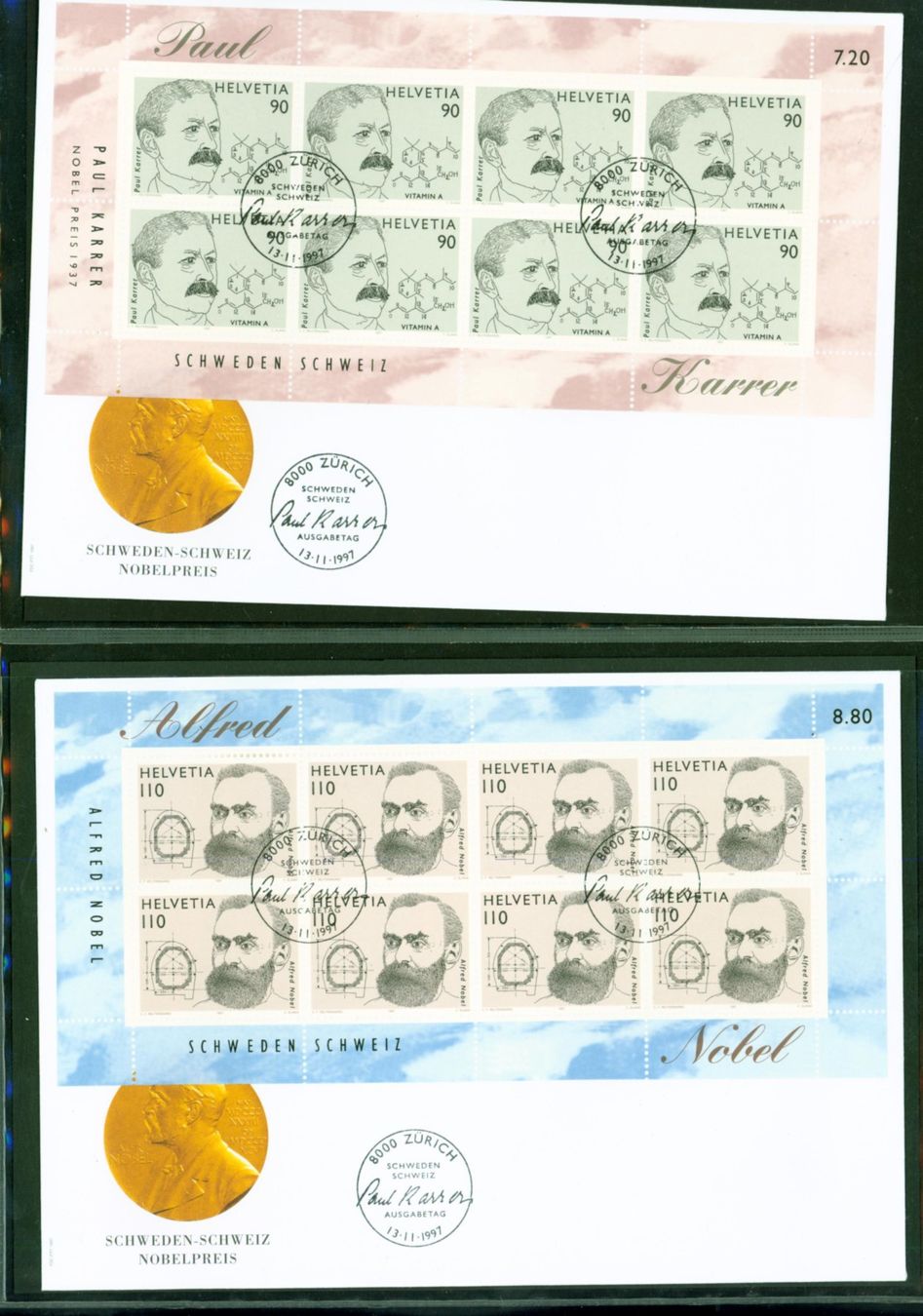 Tutti i francobolli: Kleinbogen auf FDC 1997, 2 Stück (C195) – Usato da Seuzach venduto da Harri19