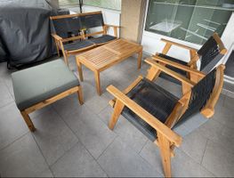 Gartenmöbel Set Akazienholz und Seil 5-teilig guter Zustand
