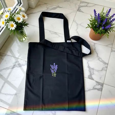 Lavender Handbestickte Tote Bag - Handgemachte - Neu!