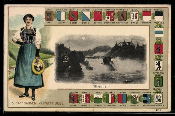 Cartoline postali: Passepartout-AK Schaffhausen, Rheinfall, – Usato da Berlin venduto da bartko-reher