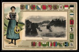 Passepartout-AK Schaffhausen, Rheinfall,