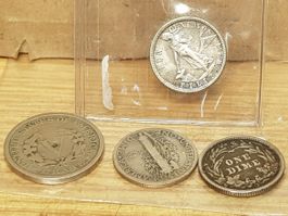 USA: 4 Silbermünzen 1883 - 1939. #76
