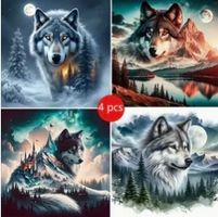 Diamond Painting : Wolf- 4er Set : 4x 20x20cm