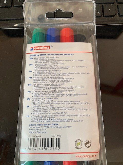 Edding Stylos & Marker: Edding 360 Whiteboard Marker & Flipchart – Neuf avec emballage d'origine à Untervaz par AndreaC04 1