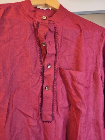 Lange rosarote Tunika aus Seide von fabindia, Gr. 36