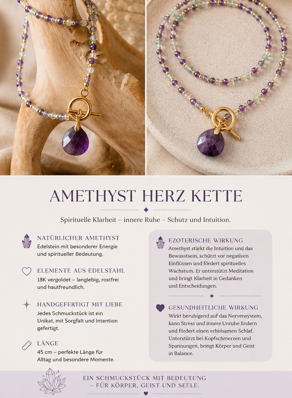 Colliers: Amethyst Kette 45cm – Neuf avec emballage d'origine à Thun par luk_7qlx