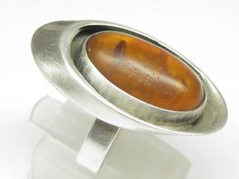 Vintage Antik Ring Bernstein Georg Kramer Silber 835 Gr. 56