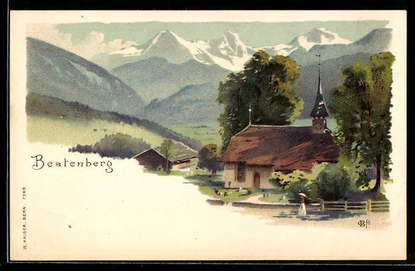 Cartes postales: Beatenberg, Ort mit Kirche und Bergpanor – D'occasion à Berlin par bartko-reher