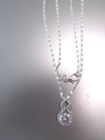 Schöne Silberkette mit 2ct Zirkonia Anhänger 45 cm TOP!