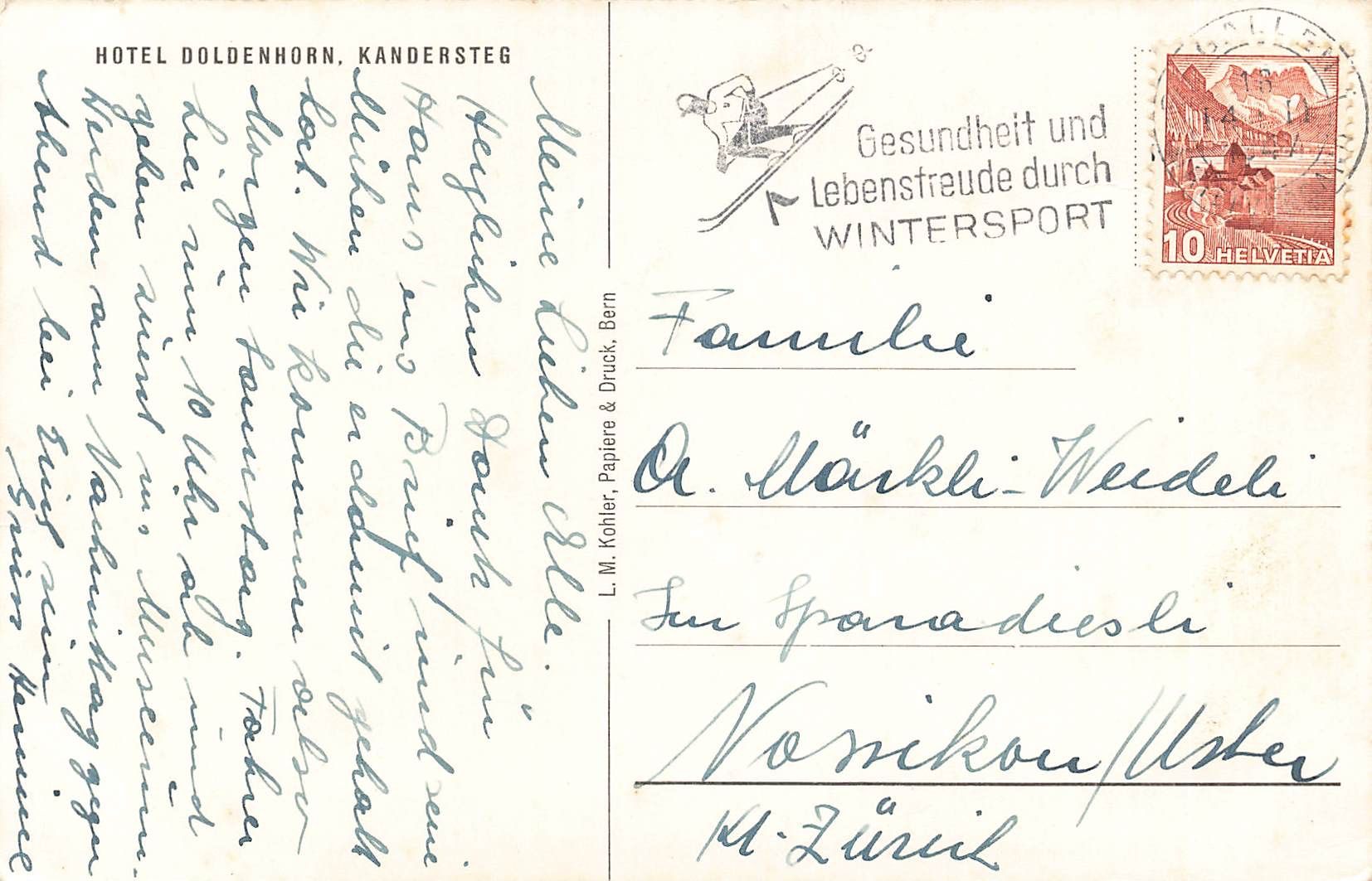 Cartoline postali: Hotel Doldenhorn Kandersteg – Usato da Biasca venduto da Blenio71 1