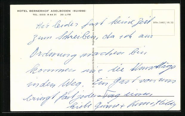 Cartoline postali: AK Adelboden, Hotel Bernerhof – Usato da Berlin venduto da bartko-reher 1