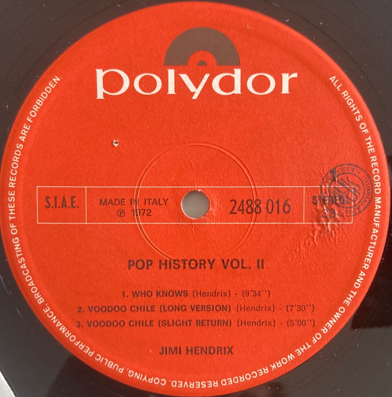 Dischi in vinile: JIMI HENDRIX - POP HISTORY VOL. 2 – Usato da Poliez-Pittet venduto da Newtown-Records 2