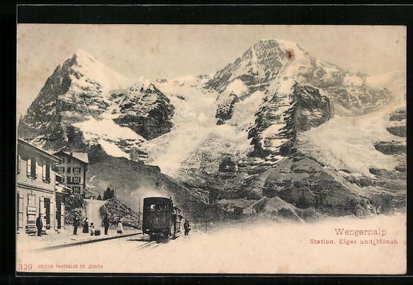 Cartoline postali: Wengernalp, Bergbahn-Station, Eiger und  – Usato da Berlin venduto da bartko-reher