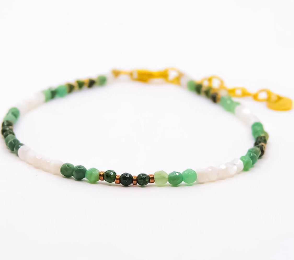Bracciali & Braccialetti: Armband mit Perlmutt und Jade-Steinen – Nuovo e nell'imballaggio originale da Lachen SZ venduto da Luxolino 1