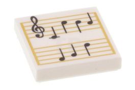 LEGO 6288537 Fliese 2 x 2 mit Rille mit Musiknoten-Muster
