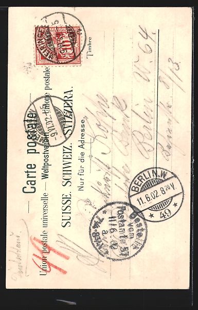 Cartoline postali: Litho Meiringen, Reichenbachfälle mit D – Usato da Berlin venduto da bartko-reher 1