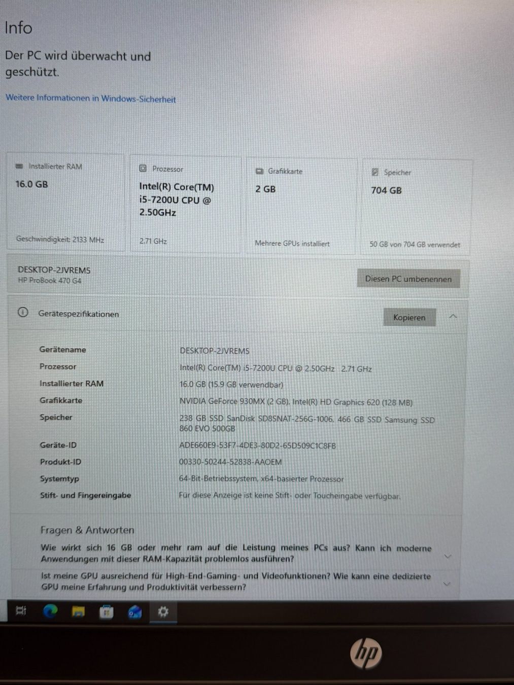 Hewlett Packard Notebook: HP ProBook 470 G4 – Usato da Spiez venduto da eag01 6
