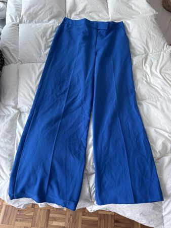 Pantalon bleu cobalt élégant, taille 40, parfait pour l’été
