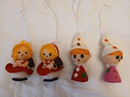 Set of 4 felt hanging ornaments handmade