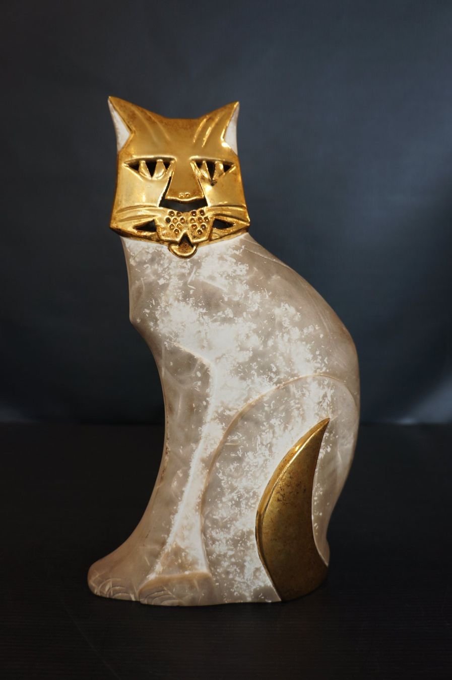 Skulpturen & Statuen: Keramik-Katzenfigur mit Blattgold – Gebraucht aus Basel von bk_brockibasel