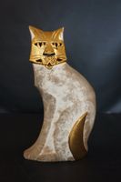 Keramik-Katzenfigur mit Blattgold